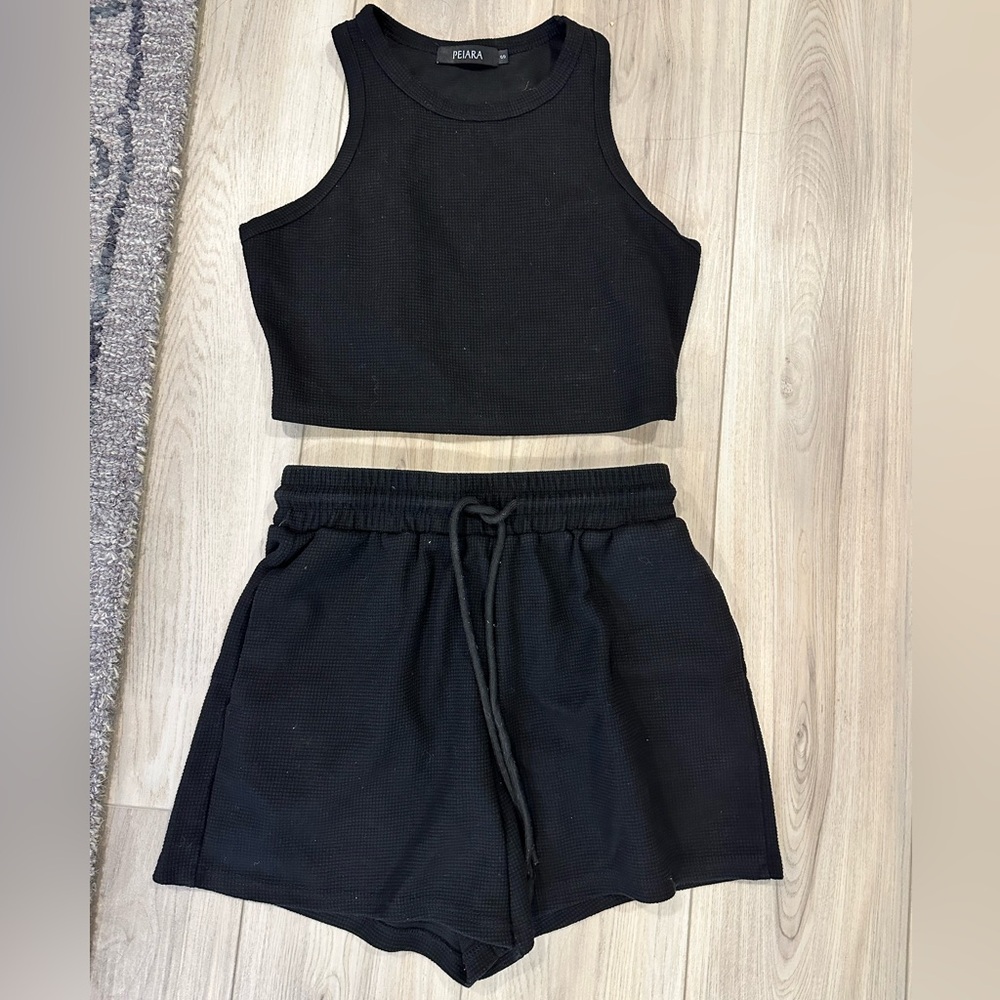 Amazon Women's Black Athletic Shorts Set